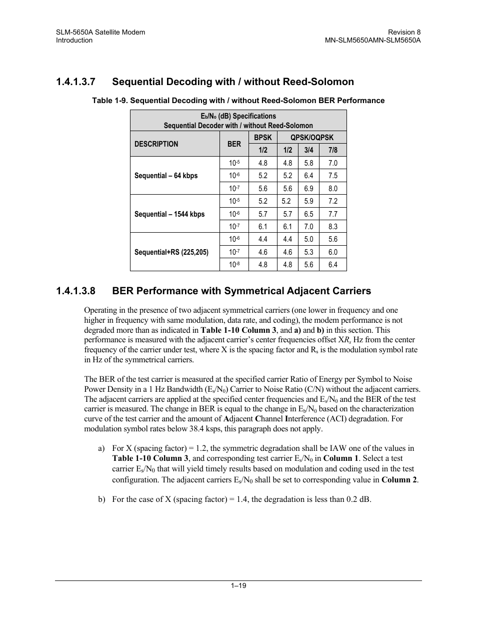 7 sequential decoding with / without reed-solomon | Comtech EF Data SLM-5650A User Manual | Page 47 / 420