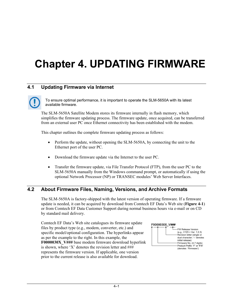 Ch04_fwupdate, Chapter 4. updating firmware | Comtech EF Data SLM-5650A User Manual | Page 69 / 420