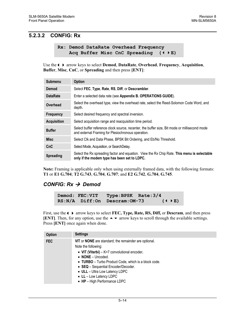 2 config: rx, Config: rx, Demod | Comtech EF Data SLM-5650A User Manual | Page 96 / 420