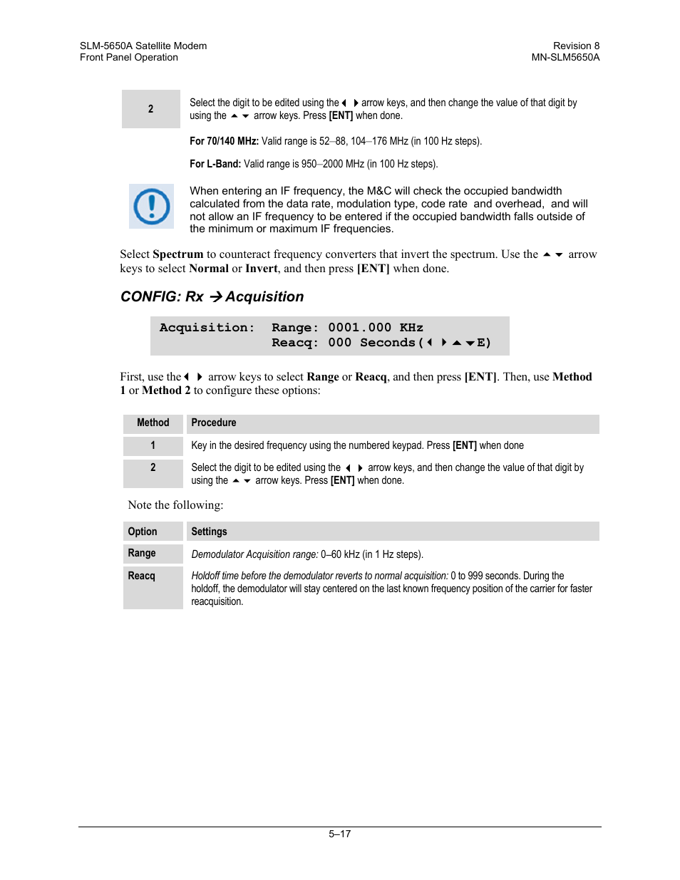 Config: rx, Acquisition | Comtech EF Data SLM-5650A User Manual | Page 99 / 420