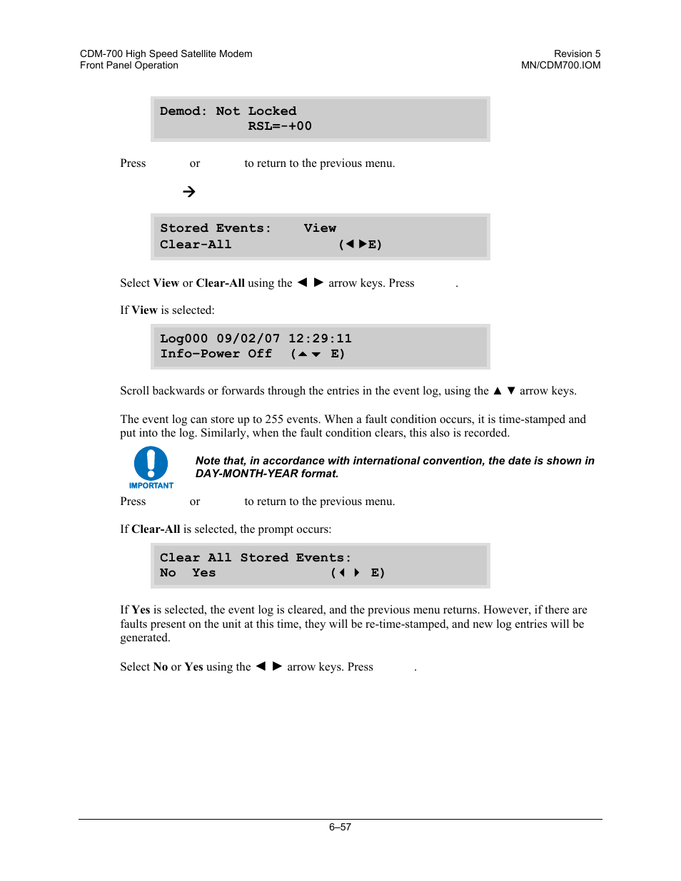 Monitor: æ event-log | Comtech EF Data CDM-700 User Manual | Page 111 / 256