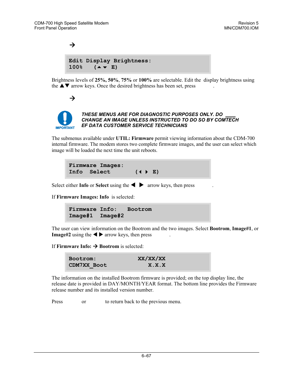 Util: æ display, Util: æ firmware | Comtech EF Data CDM-700 User Manual | Page 121 / 256