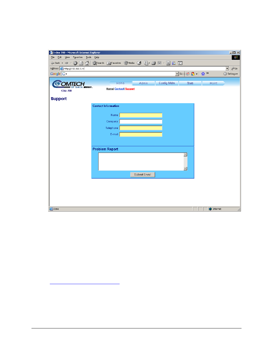 3 home: support page | Comtech EF Data CDM-700 User Manual | Page 211 / 256