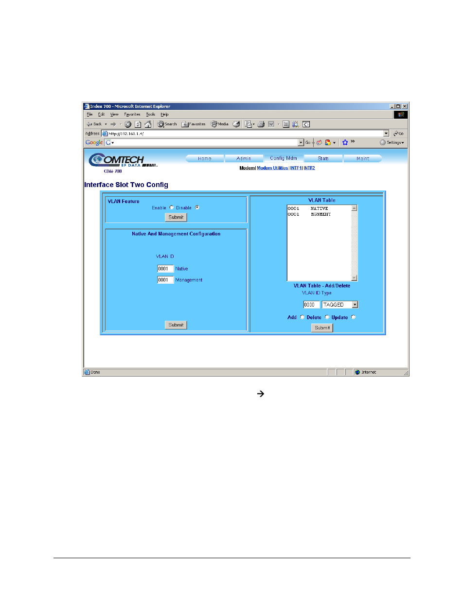 2 gbei: vlan feature page | Comtech EF Data CDM-700 User Manual | Page 223 / 256