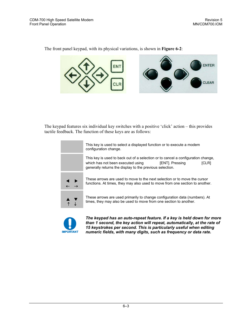 2 front panel keypad | Comtech EF Data CDM-700 User Manual | Page 57 / 256