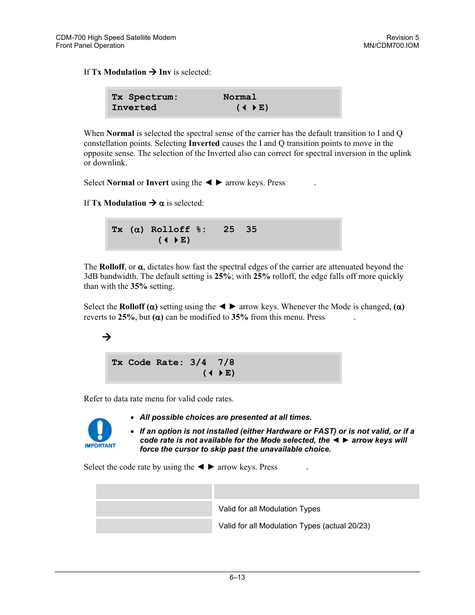 Tx: æ code | Comtech EF Data CDM-700 User Manual | Page 67 / 256