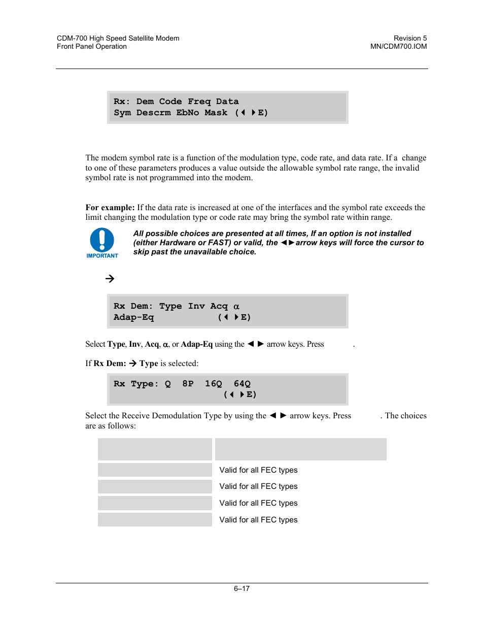 3 (config:) rx, Rx: æ dem (demod) | Comtech EF Data CDM-700 User Manual | Page 71 / 256