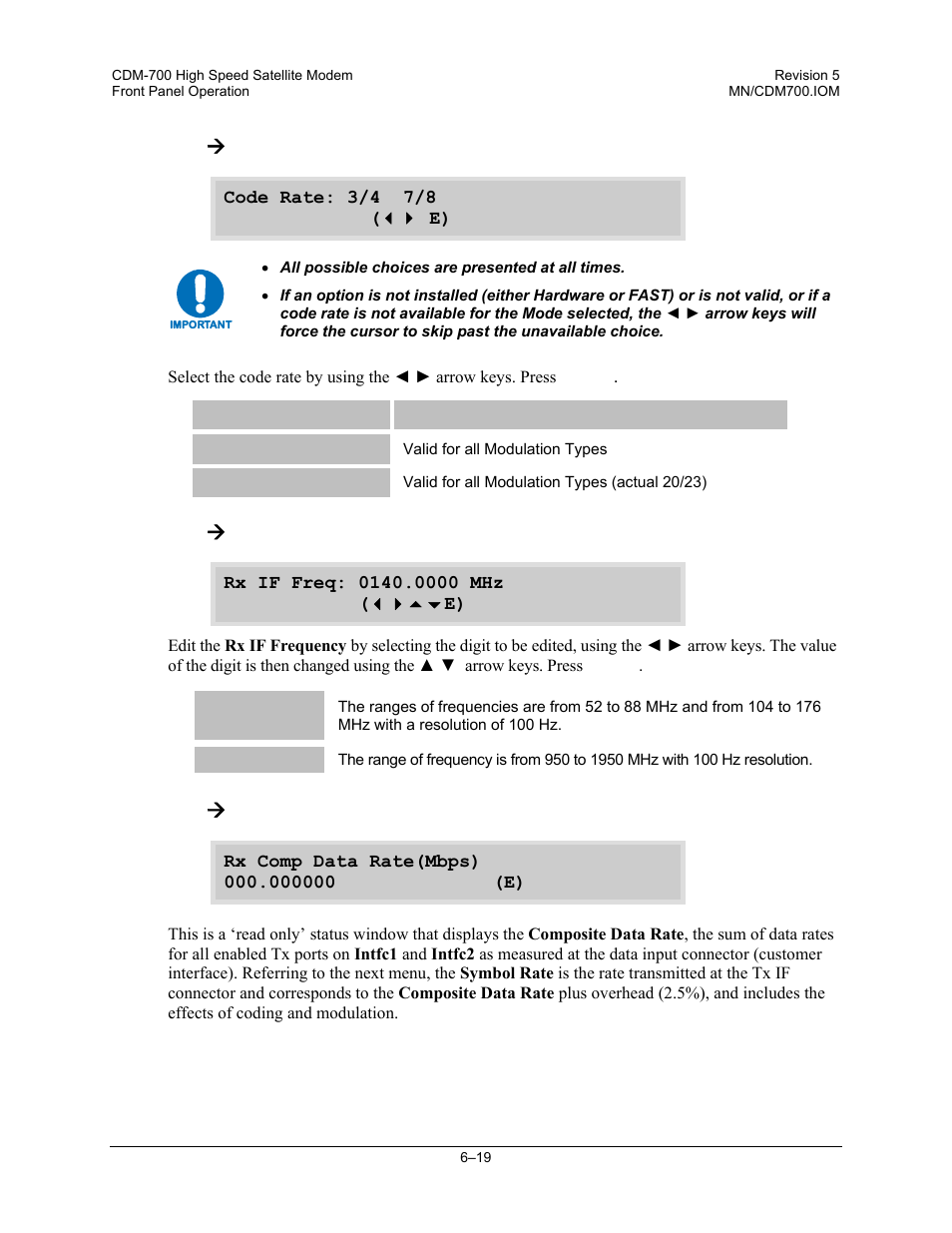 Rx: æ code, Rx: æ freq, Rx: æ data | Comtech EF Data CDM-700 User Manual | Page 73 / 256