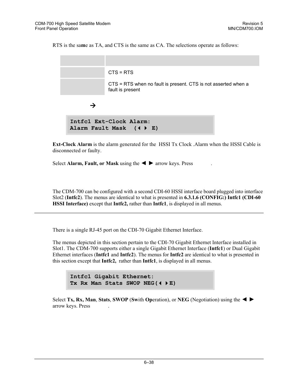 Intfc1 hssi: æ alarm, 1 (config:) intfc2 (cdi-60 hssi interface) | Comtech EF Data CDM-700 User Manual | Page 92 / 256
