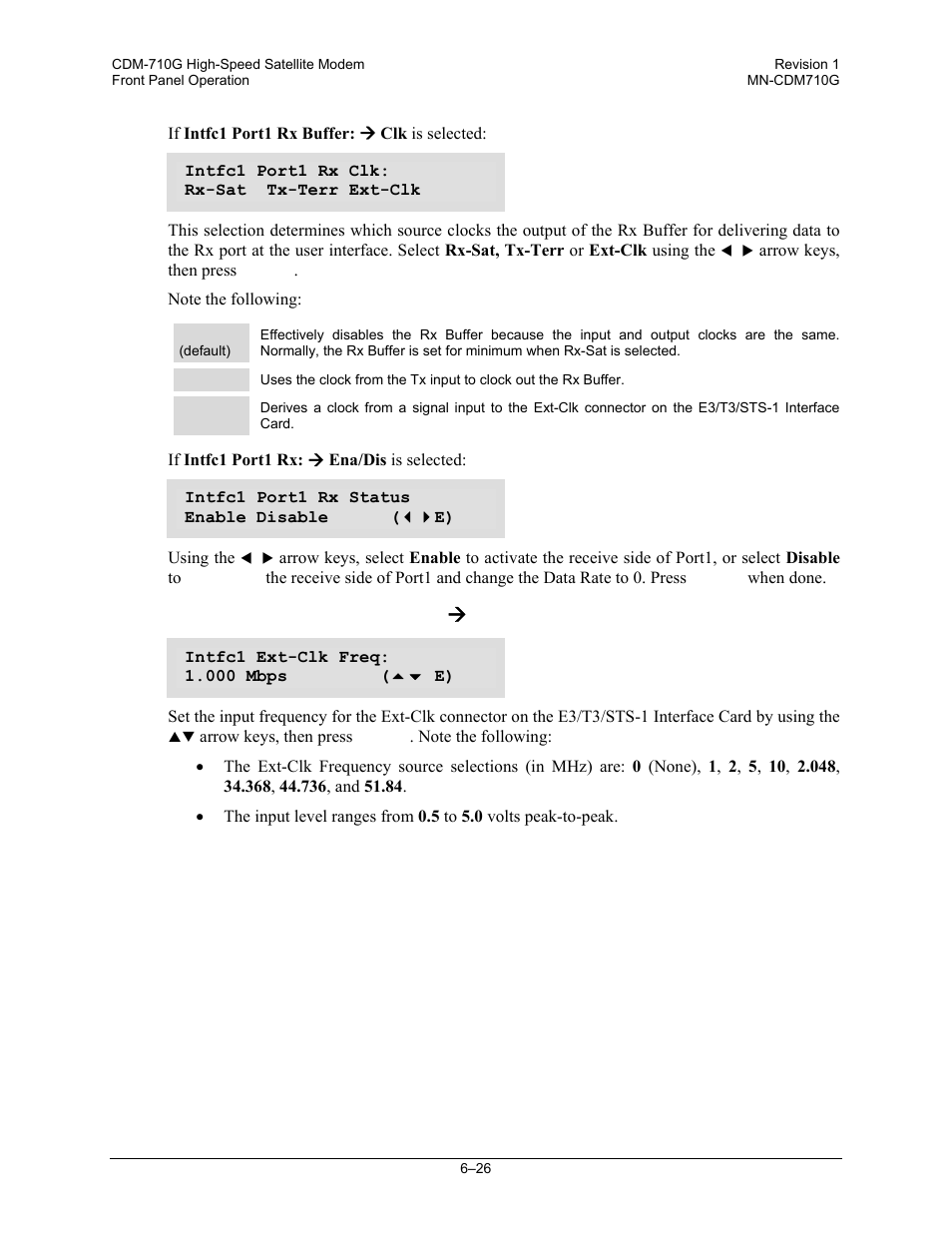 Config:) intfc1 e3/t3/sts1 ( ext-clk, Config:) intfc1 e3/t3/sts1 æ ext-clk | Comtech EF Data CDM-710G User Manual | Page 102 / 246