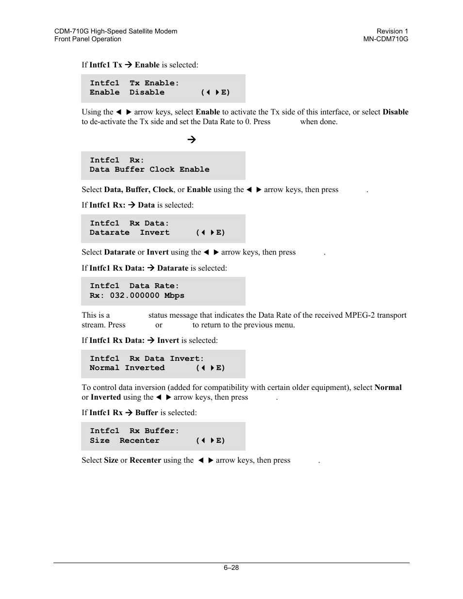 Config:) intfc1 hssi ( rx, Config:) intfc1 hssi æ rx | Comtech EF Data CDM-710G User Manual | Page 104 / 246