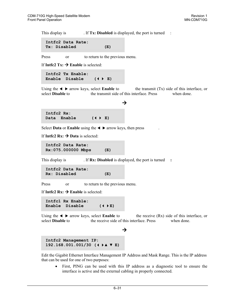 Config:) intfc2 gigabit ethernet ( rx, Config:) intfc2 gigabit ethernet ( man, Config:) intfc2 gigabit ethernet æ rx | Config:) intfc2 gigabit ethernet æ man | Comtech EF Data CDM-710G User Manual | Page 107 / 246