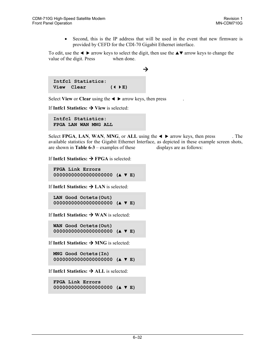 Config:) intfc2 gigabit ethernet ( stats, Config:) intfc2 gigabit ethernet æ stats | Comtech EF Data CDM-710G User Manual | Page 108 / 246