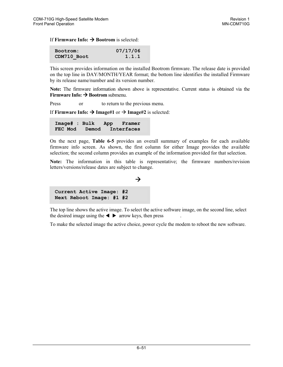 Firmware:) firmware images ( select, Firmware:) firmware images æ select | Comtech EF Data CDM-710G User Manual | Page 127 / 246