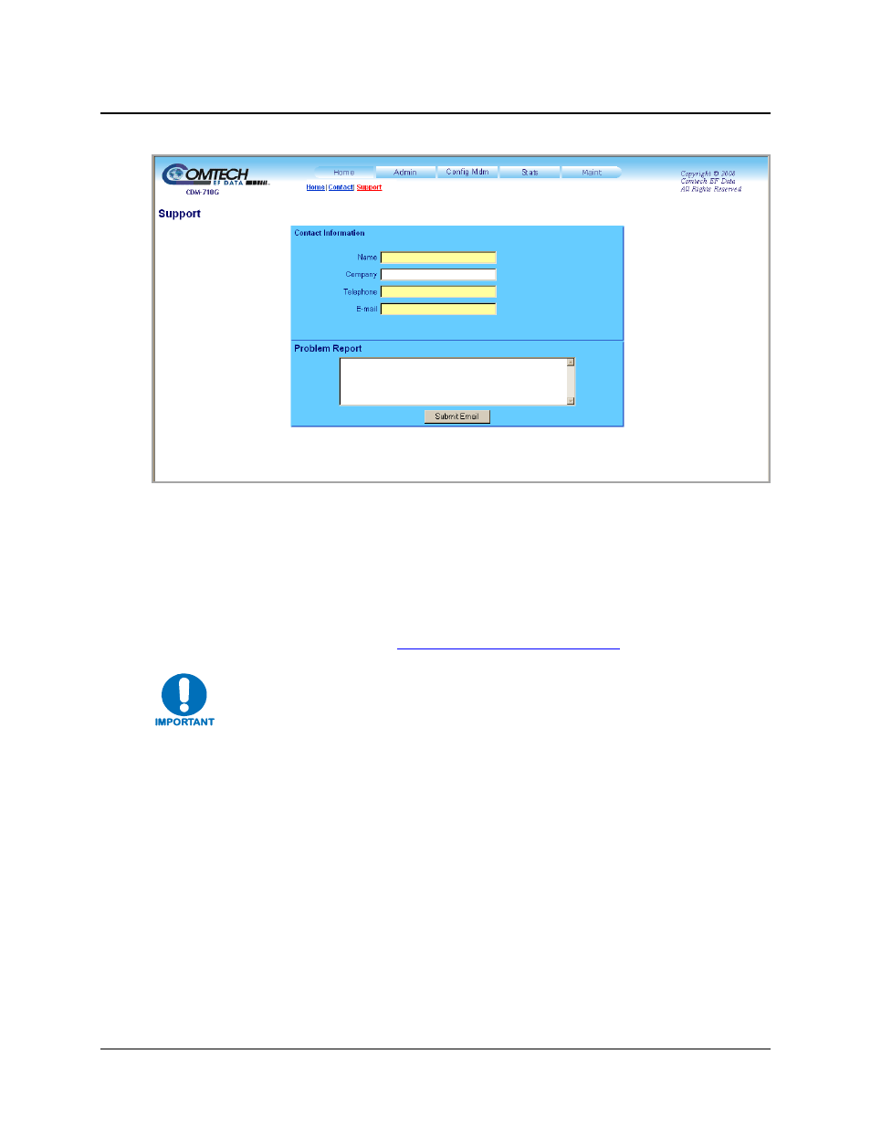 3 home | support page | Comtech EF Data CDM-710G User Manual | Page 136 / 246