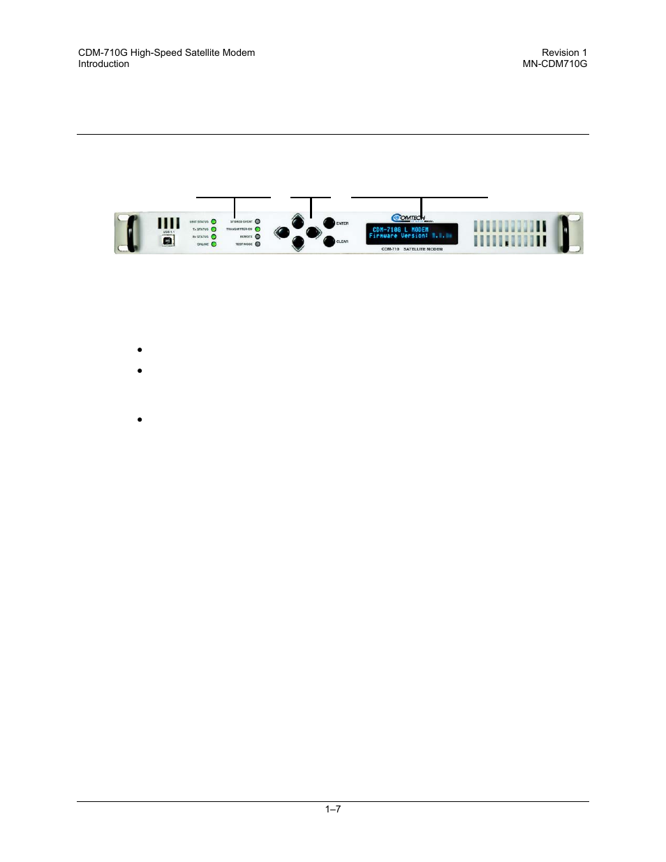 4 physical features, 1 front panel | Comtech EF Data CDM-710G User Manual | Page 33 / 246
