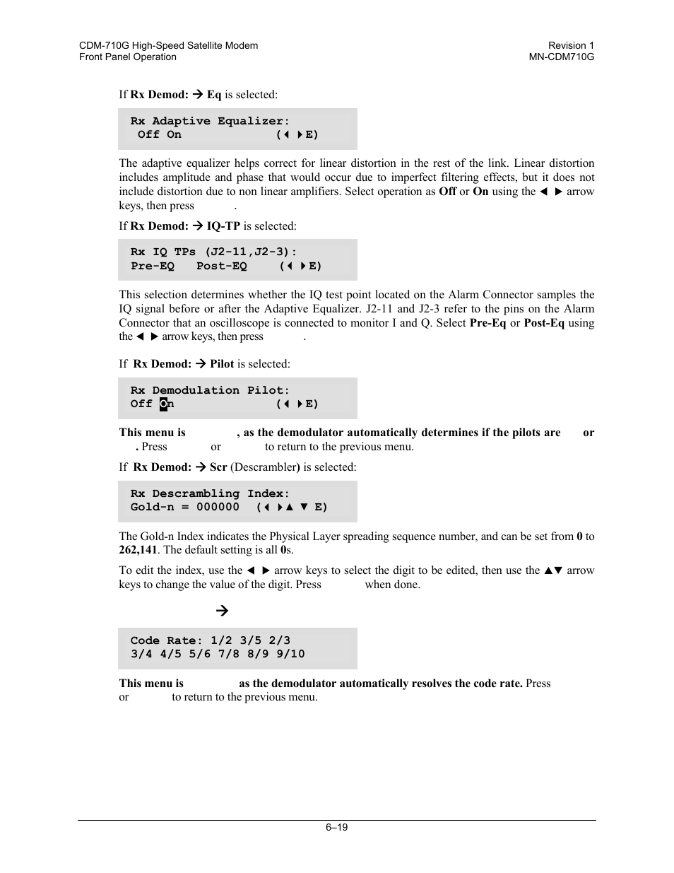 Config:) rx ( code, Config:) rx æ code | Comtech EF Data CDM-710G User Manual | Page 95 / 246