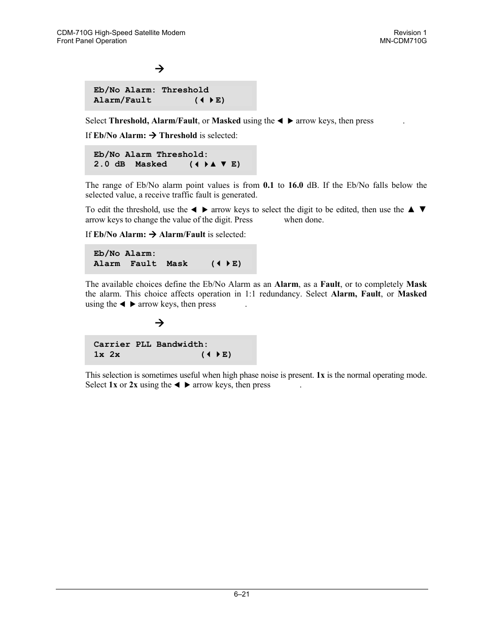 Config:) rx ( eb/no, Config:) rx ( pll, Config:) rx æ eb/no | Config:) rx æ pll | Comtech EF Data CDM-710G User Manual | Page 97 / 246