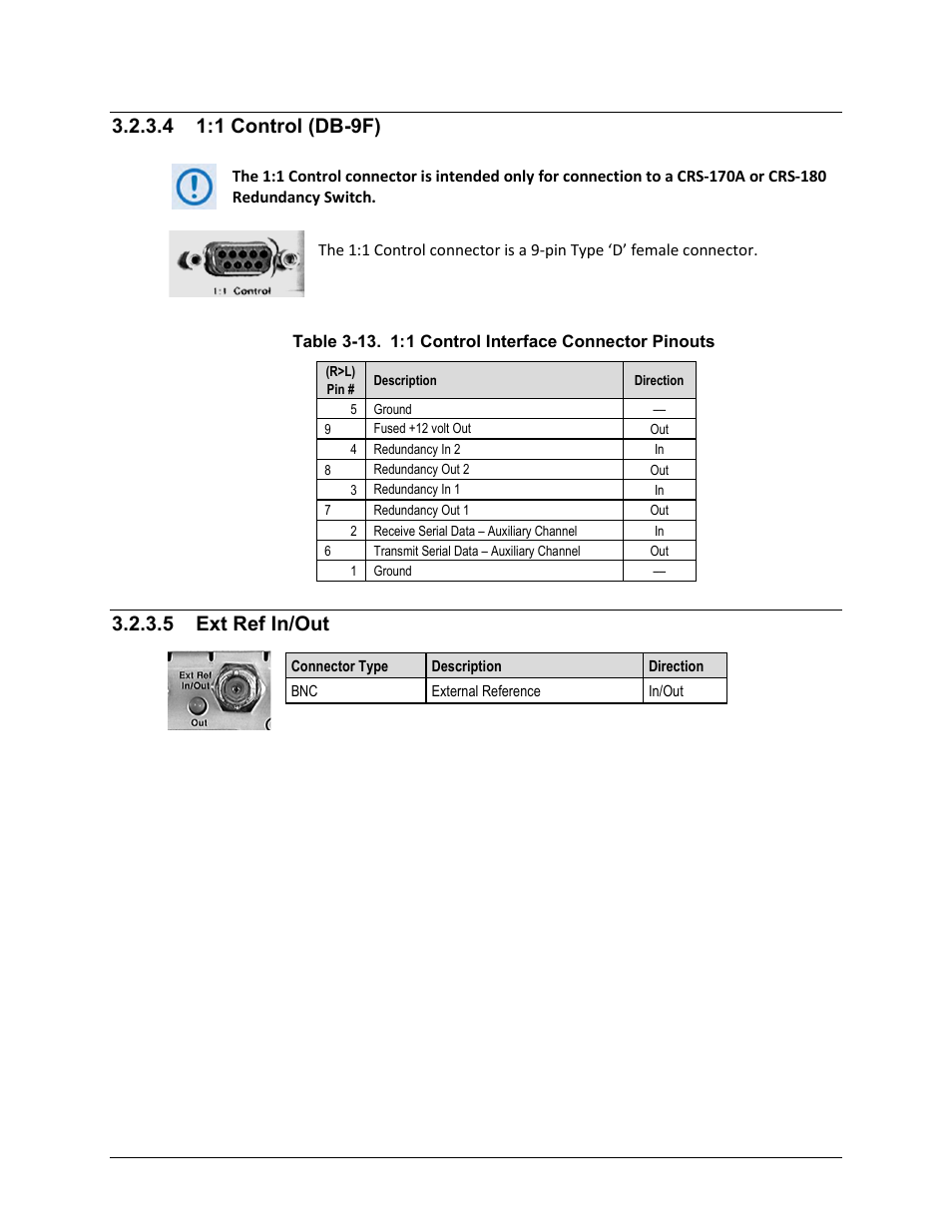 4 1:1 control (db-9f), 5 /ext ref in/out, 5 ext ref in/out | Comtech EF Data CDM-625A User Manual | Page 100 / 756