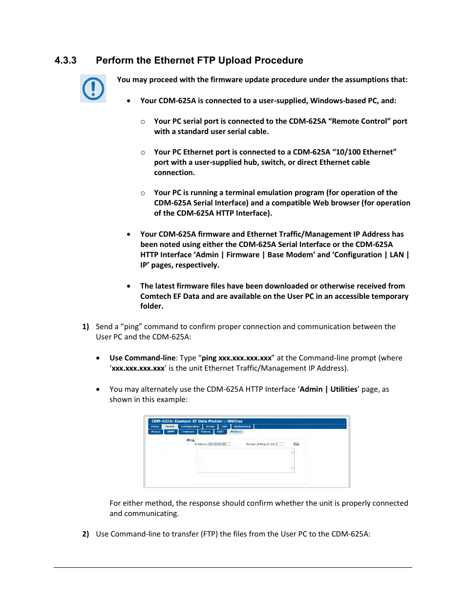 3 perform the ethernet ftp upload procedure | Comtech EF Data CDM-625A User Manual | Page 115 / 756