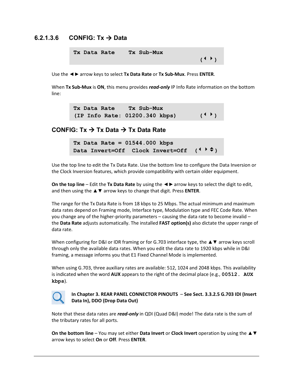 6 config: tx ( data | Comtech EF Data CDM-625A User Manual | Page 146 / 756