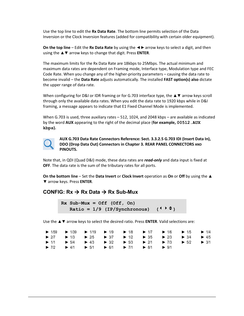 Config: rx  rx data  rx sub-mux | Comtech EF Data CDM-625A User Manual | Page 154 / 756