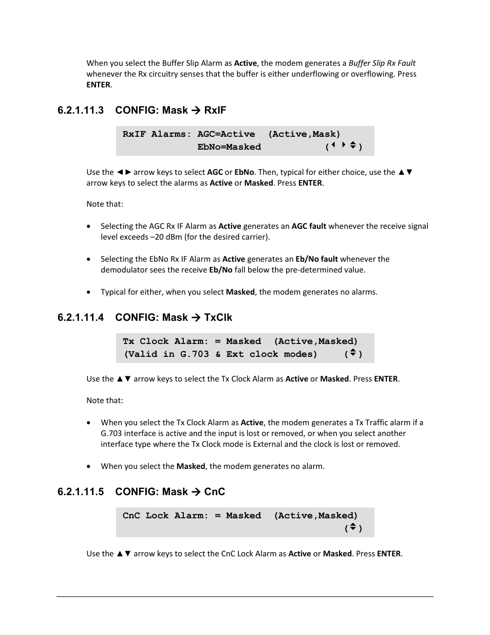 3 config: mask ( rxif, 4 config: mask ( txclk, 5 config: mask ( cnc | Comtech EF Data CDM-625A User Manual | Page 177 / 756