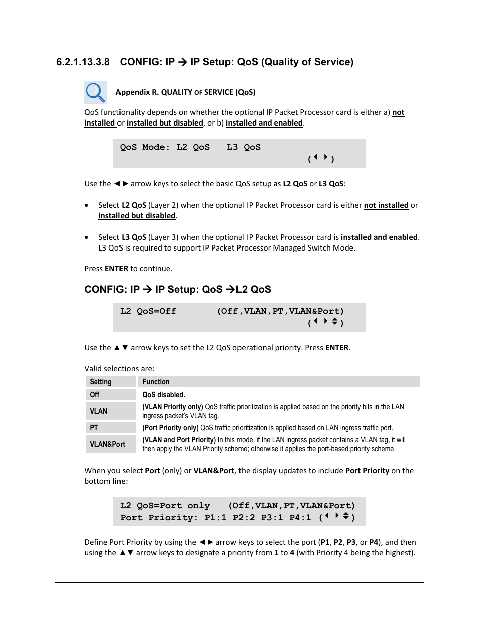 8 config: ip ( ip setup: qos (quality of service), 8 config: ip  ip setup: qos (quality of service), Config: ip  ip setup: qos  l2 qos | Comtech EF Data CDM-625A User Manual | Page 194 / 756