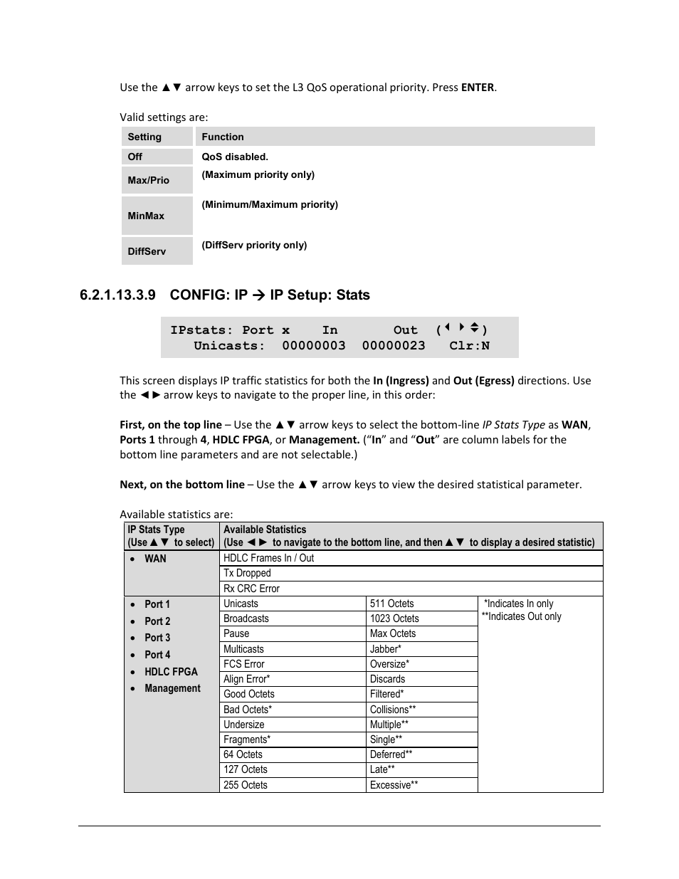 9 config: ip ( ip setup: stats, 9 config: ip  ip setup: stats | Comtech EF Data CDM-625A User Manual | Page 196 / 756
