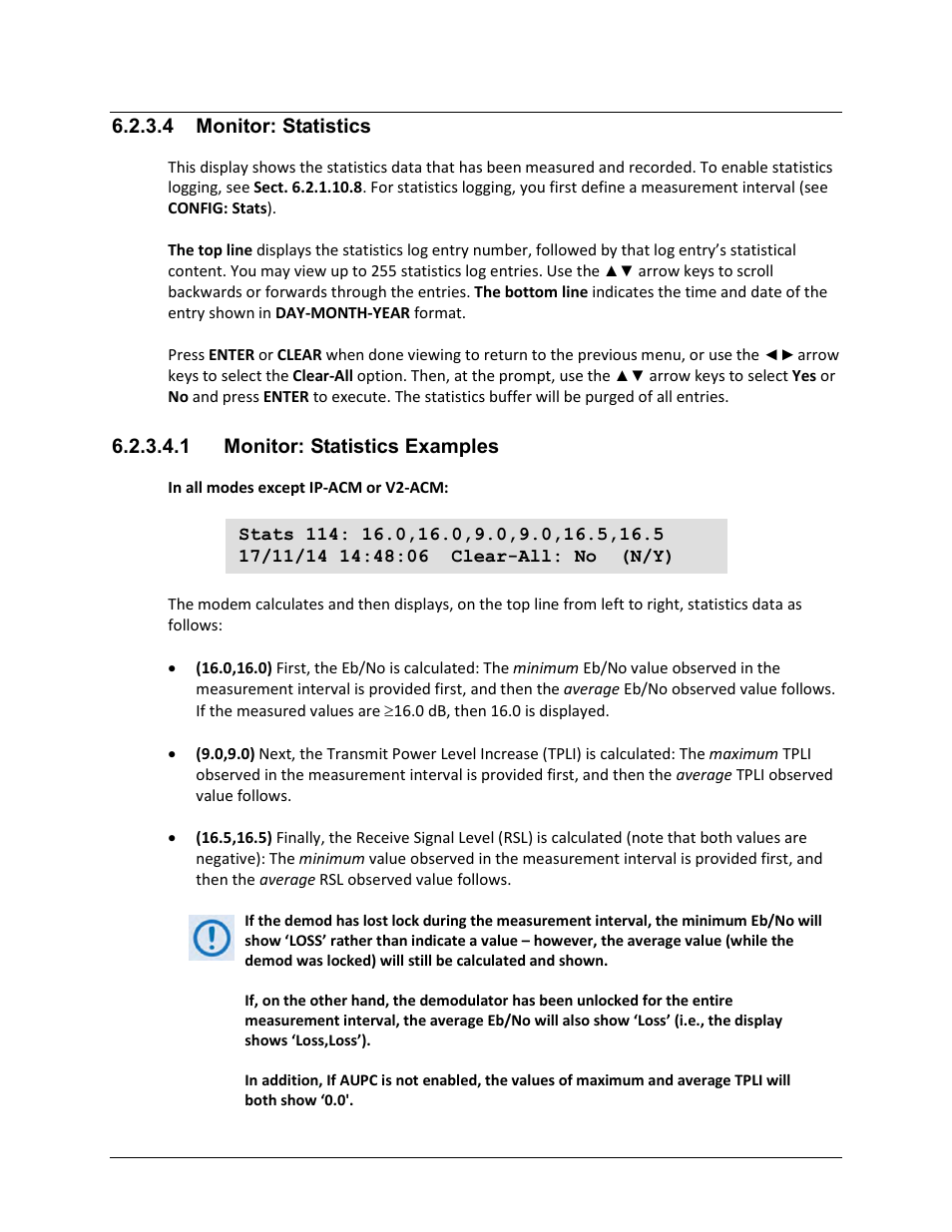 4 monitor: statistics, 1 monitor: statistics examples | Comtech EF Data CDM-625A User Manual | Page 207 / 756