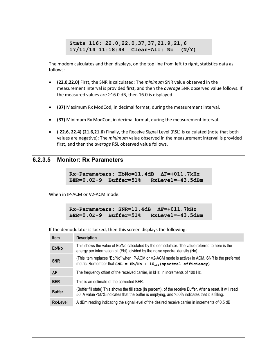5 monitor: rx parameters | Comtech EF Data CDM-625A User Manual | Page 209 / 756