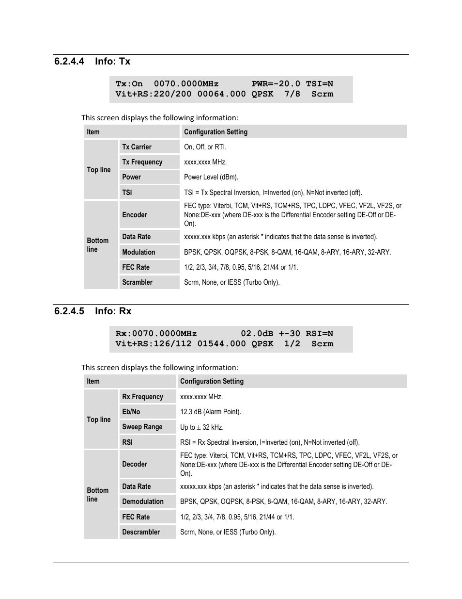 4 info: tx, 5 info: rx | Comtech EF Data CDM-625A User Manual | Page 213 / 756