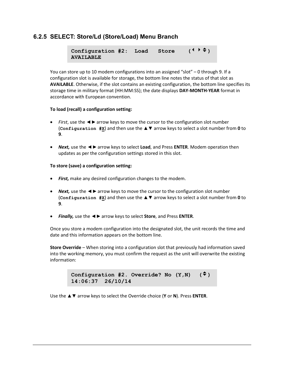 5 select: store/ld (store/load) menu branch | Comtech EF Data CDM-625A User Manual | Page 216 / 756