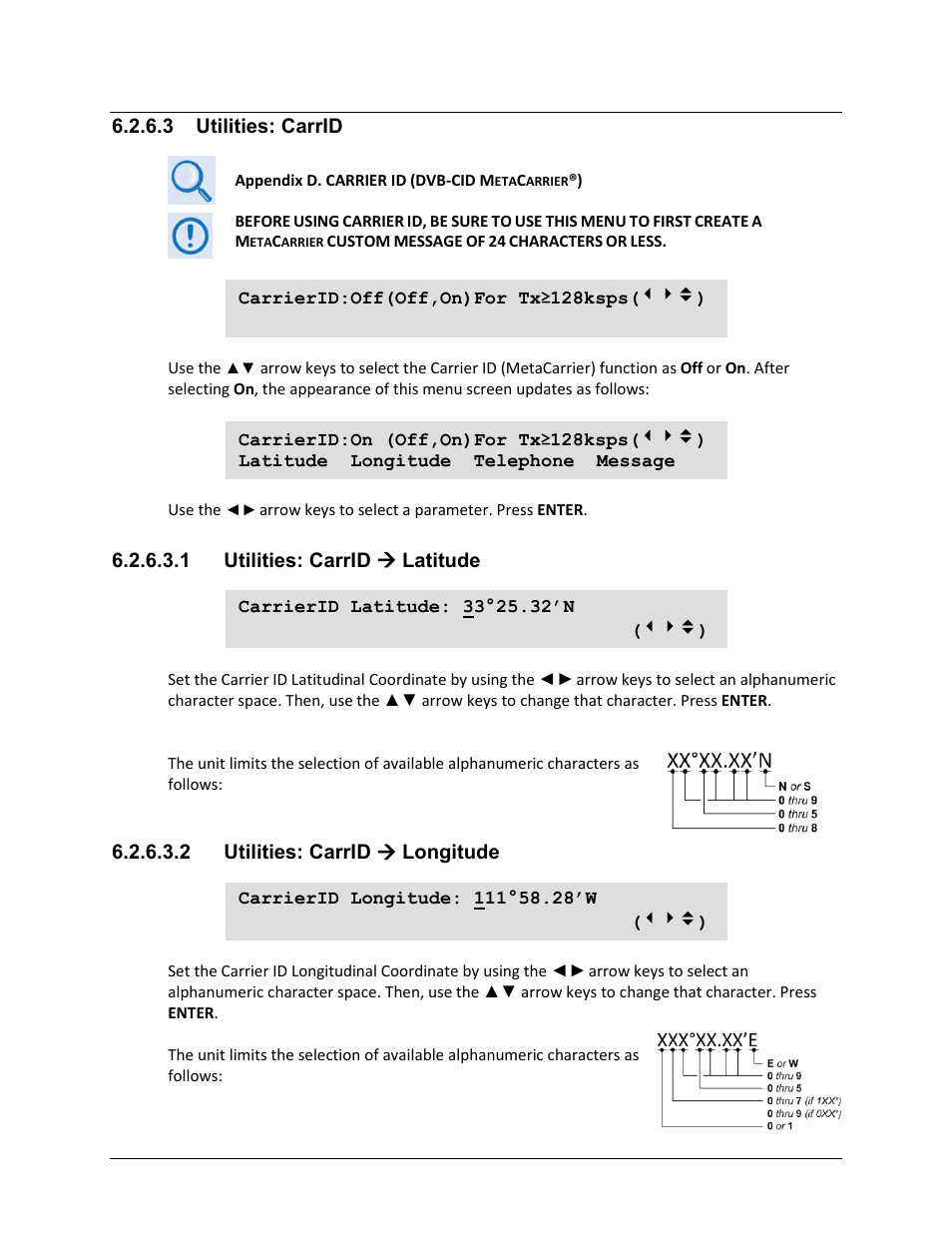 3 utilities: carrid, 1 utilities: carrid ( latitude, 2 utilities: carrid ( longitude | 1 utilities: carrid  latitude, 2 utilities: carrid  longitude | Comtech EF Data CDM-625A User Manual | Page 218 / 756