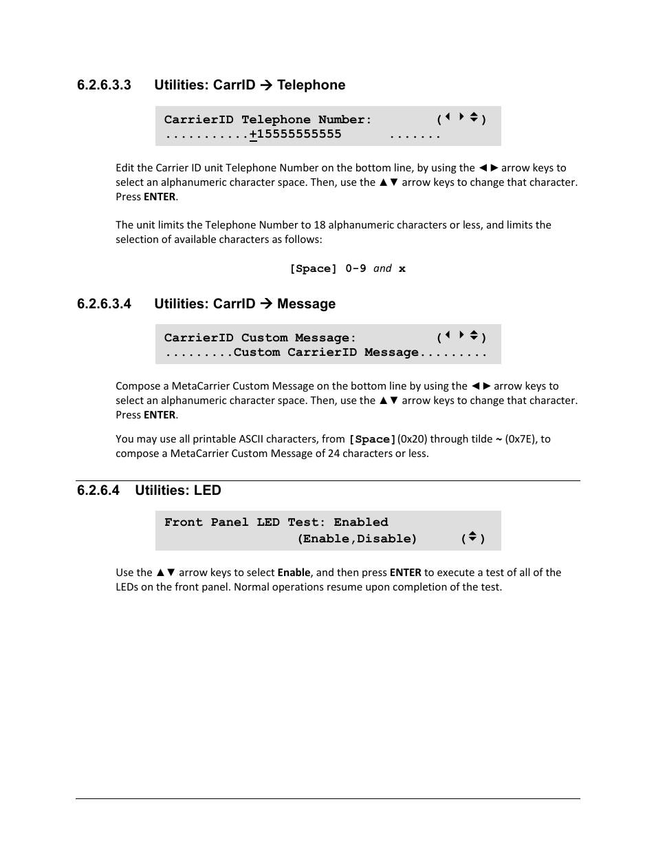 3 utilities: carrid ( telephone, 4 utilities: carrid ( message, 4 utilities: led | Comtech EF Data CDM-625A User Manual | Page 219 / 756