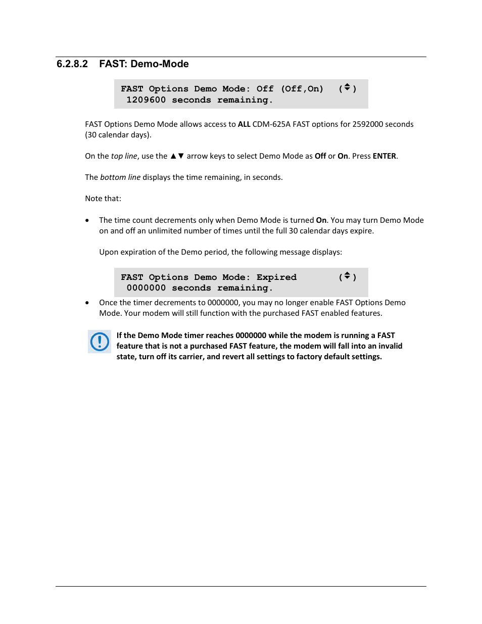 2 fast: demo-mode | Comtech EF Data CDM-625A User Manual | Page 228 / 756