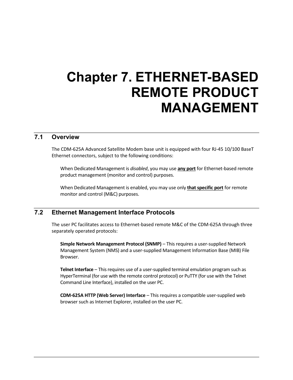 1 overview, 2 ethernet management interface protocols | Comtech EF Data CDM-625A User Manual | Page 231 / 756