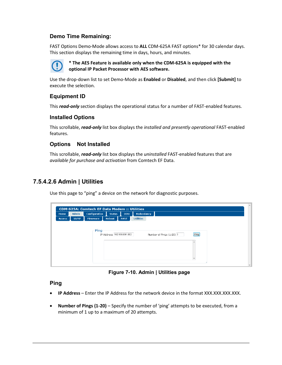 6 admin | utilities | Comtech EF Data CDM-625A User Manual | Page 252 / 756