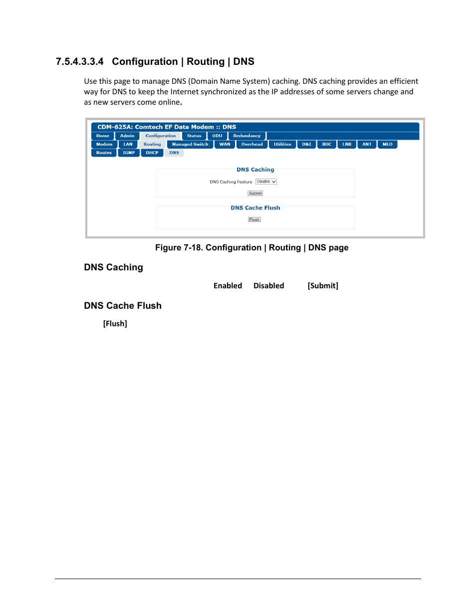 4 configuration | routing | dns | Comtech EF Data CDM-625A User Manual | Page 266 / 756