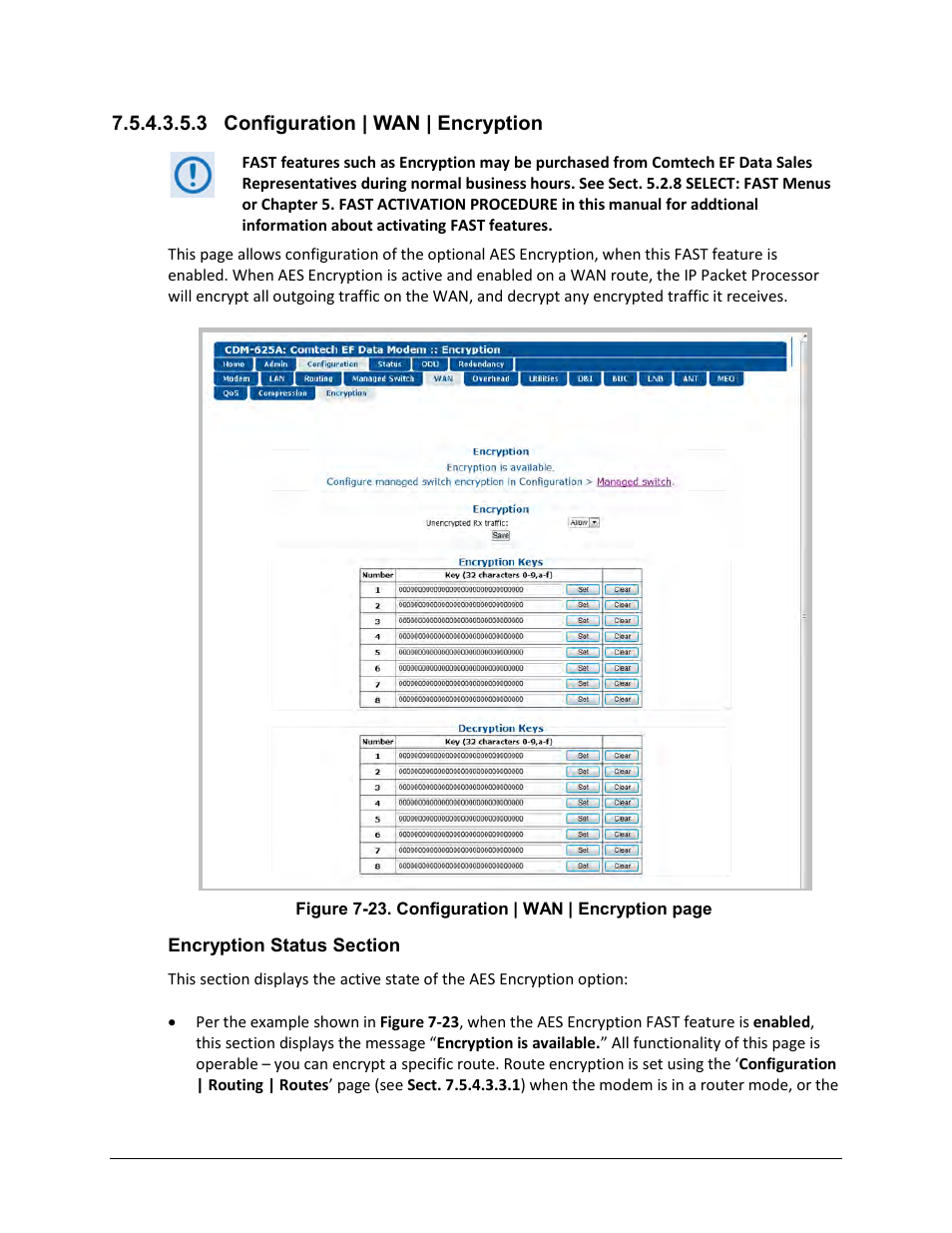 3 configuration | wan | encryption | Comtech EF Data CDM-625A User Manual | Page 277 / 756