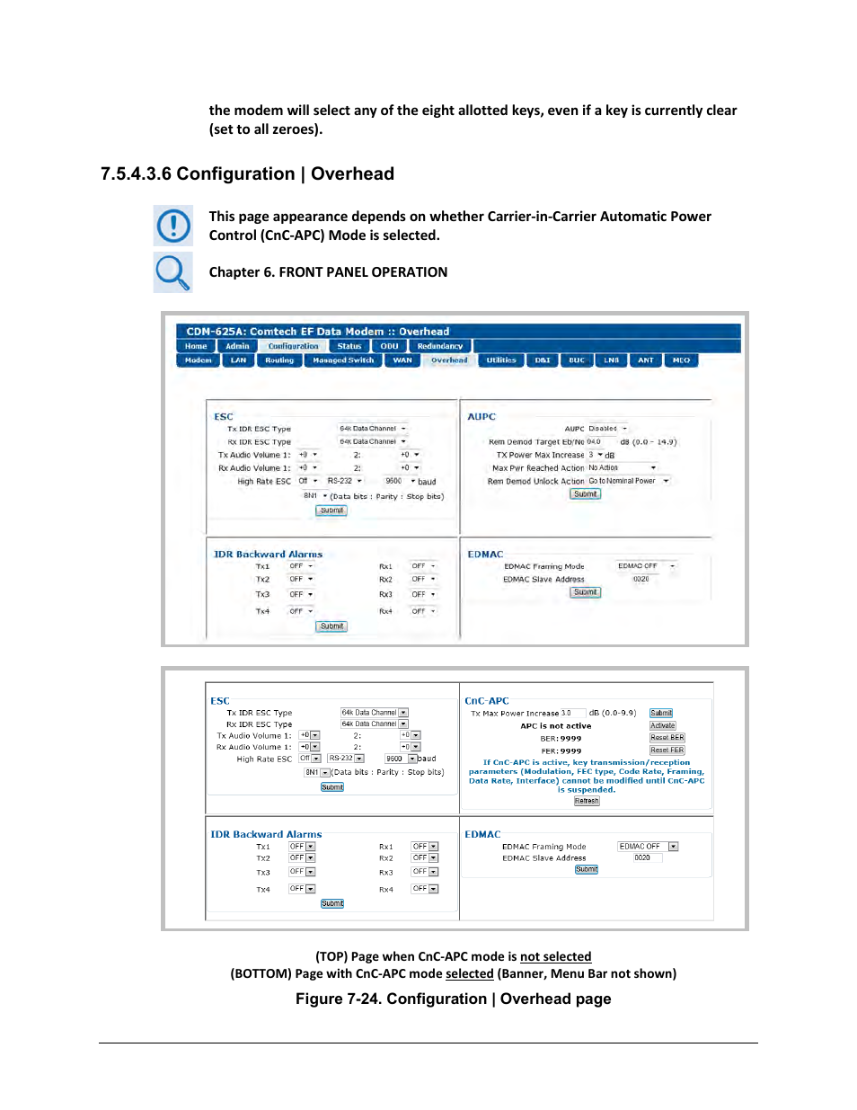 6 configuration | overhead | Comtech EF Data CDM-625A User Manual | Page 279 / 756