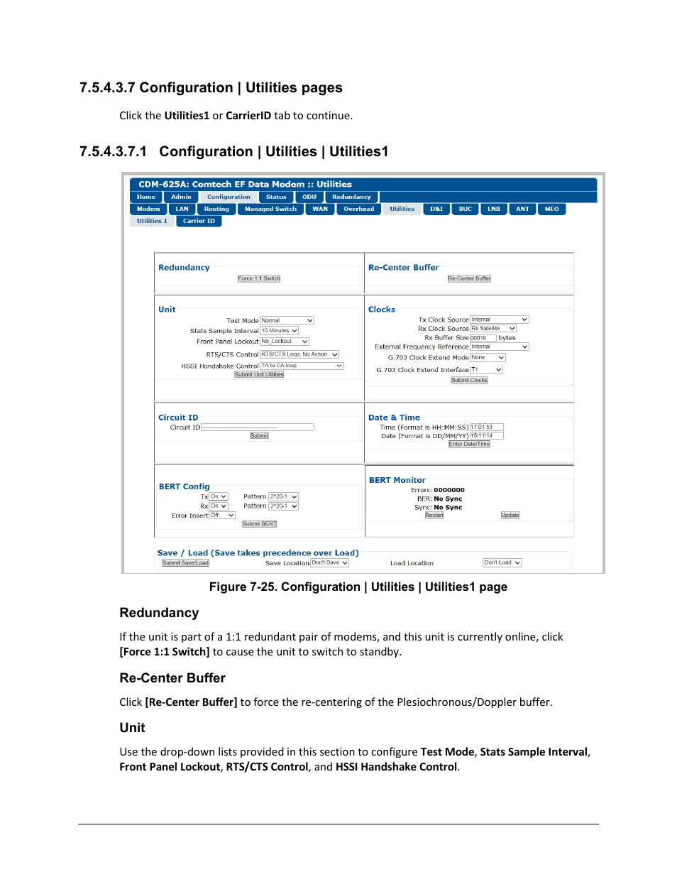 1 configuration | utilities | utilities1 | Comtech EF Data CDM-625A User Manual | Page 281 / 756