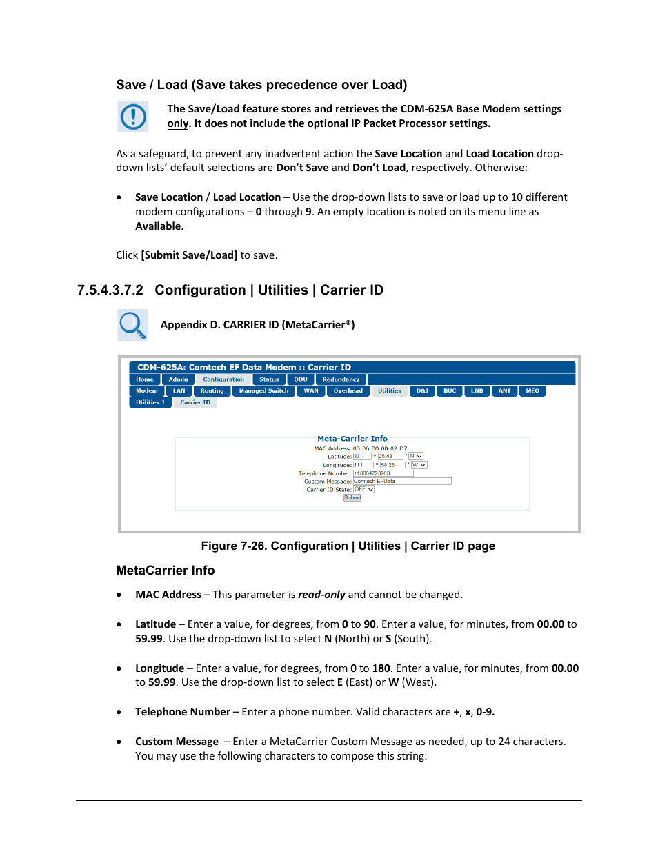 2 configuration | utilities | carrier id | Comtech EF Data CDM-625A User Manual | Page 283 / 756
