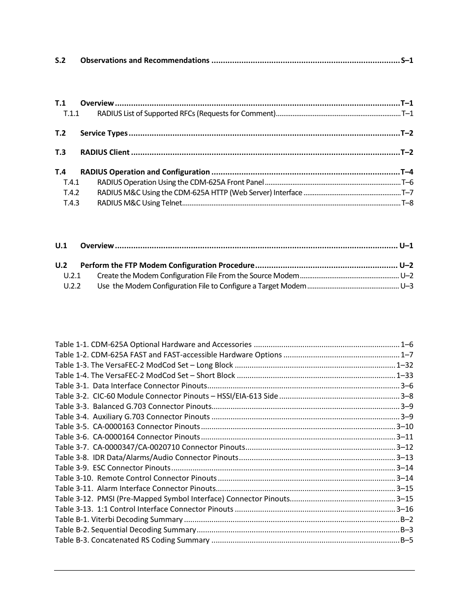 Tables | Comtech EF Data CDM-625A User Manual | Page 31 / 756