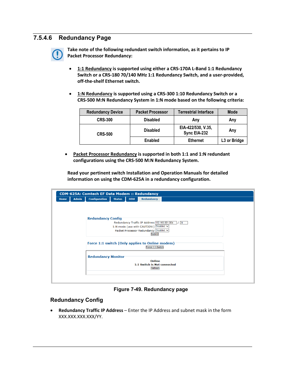 6 redundancy page | Comtech EF Data CDM-625A User Manual | Page 310 / 756