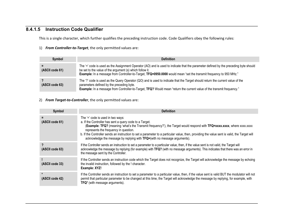 5 instruction code qualifier | Comtech EF Data CDM-625A User Manual | Page 317 / 756