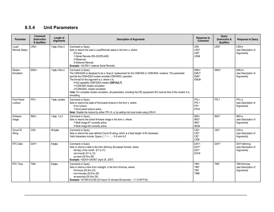 4 unit parameters | Comtech EF Data CDM-625A User Manual | Page 339 / 756