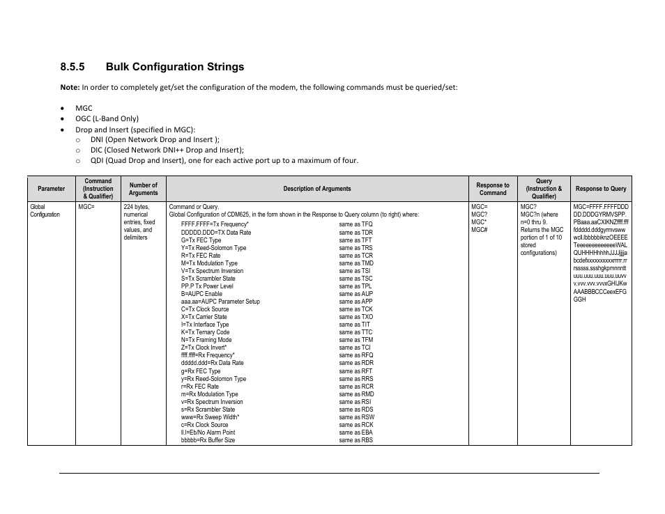 5 bulk configuration strings | Comtech EF Data CDM-625A User Manual | Page 354 / 756