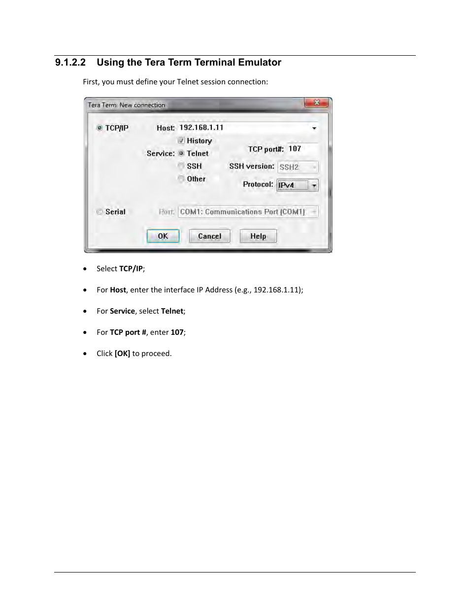 2 using the tera term terminal emulator | Comtech EF Data CDM-625A User Manual | Page 382 / 756