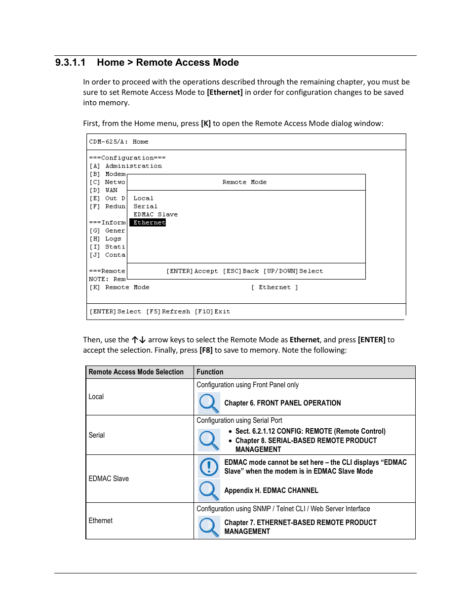 1 home > remote access mode | Comtech EF Data CDM-625A User Manual | Page 389 / 756